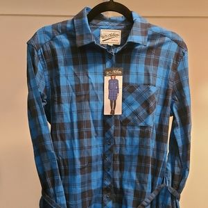Long Blue Plaid shirt